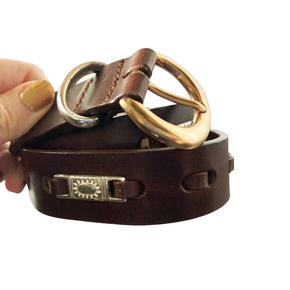 Womens Conch Belt Brown Golden Buckle B63 main image 6